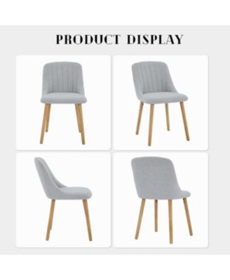 Dining Chairs Set of 4, Upholstered Fabric Chairs with Curved Back & Oak Legs