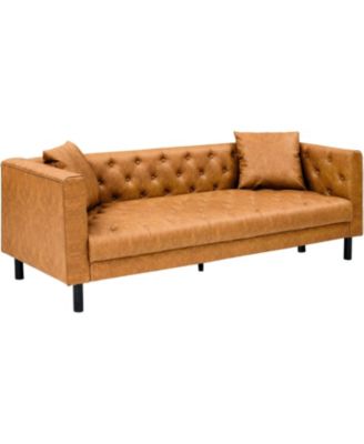 81" Modern Leather Chesterfield Sofa, 3-Seat Deep Button Tufted Couch for Living Room
