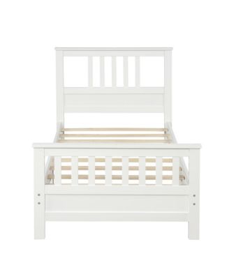 Twin Size Wood Platform Bed with 42 Inch Headboard 263 Inch Footboard and 10 Slats