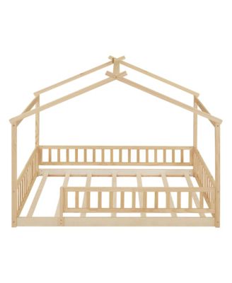 Full Size Wood House Bed Fence