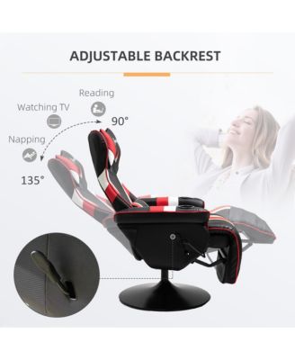 Gaming Chair with Lumbar Support, Footrest, and Cup Holder