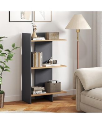 3 Tier Wood Bookcase with Anti Tip Safety Kit Storage Shelf