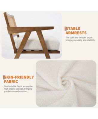 Mid-Century Farmhouse Accent Chair with Rattan