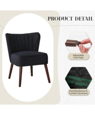Modern Velvet Accent Chair with Wood Legs