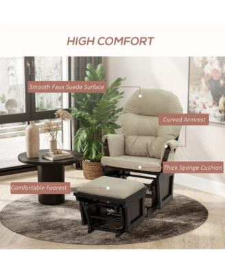 Nursery Glider Rocking Chair with Ottoman and Thick Padded Cushion