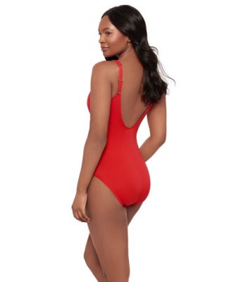 Women's DD Cup Must Haves Oceanus Draped Allover-Slimming One-Piece Swimsuit