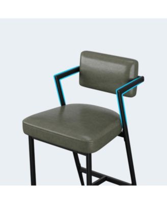 Bar Stools Set of 4 with Armrests,Counter Height Bar Stools of 4 with Backrest,Footrest,Thick Cushion and Thickened Metal Legs for Island