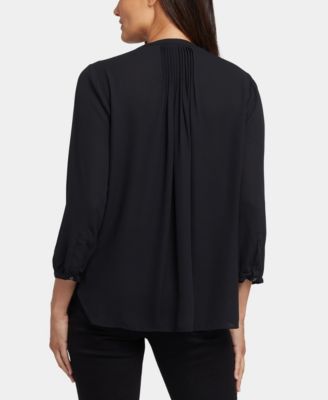 Petite Pintuck Split neck Top
