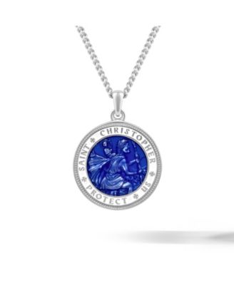 Men's St. Christopher Pendant Sterling Silver, 21" Micro Cuban Chain