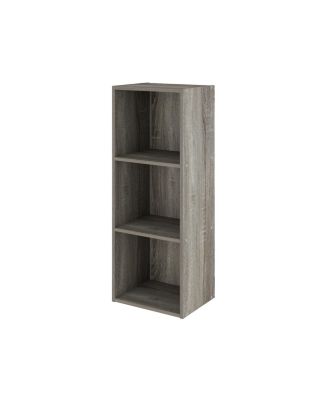 3 Cube Decorative Bookshelf Open Bookcase Toy Storage Organizer Horizontal Vertical, Gray