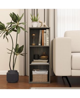 3 Cube Decorative Bookshelf Open Bookcase Toy Storage Organizer Horizontal Vertical, Gray