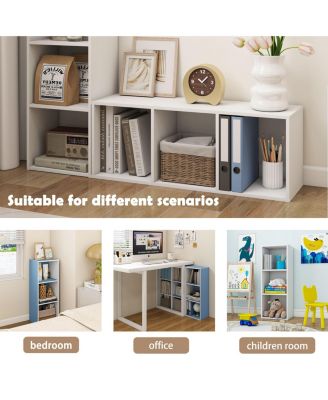 3 Cube Decorative Bookshelf Open Bookcase Toy Storage Organizer Horizontal Vertical, Blue