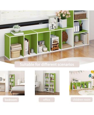 5 Cube Decorative Open Bookshelf Kids Toy Storage Organizer Horizontal Vertical, Green