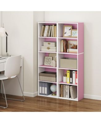 5 Cube Decorative Open Bookshelf Kids Toy Storage Organizer Horizontal Vertical, Pink