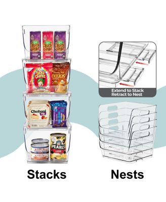 Medium Square Stackable Open Front Storage Bins - For Pantry, Kitchen and Home Organization