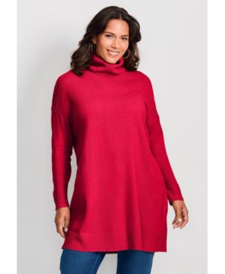 Women's Plus Size Turtleneck Tunic Sweater