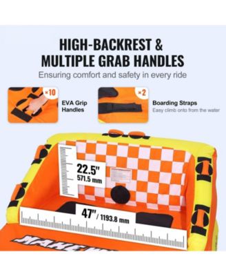 1-2 Rider Towable Boat Tube with Backrest and Nylon Cover