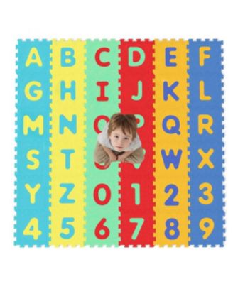36-Piece Interlocking Baby Puzzle Floor Tiles with Alphabet