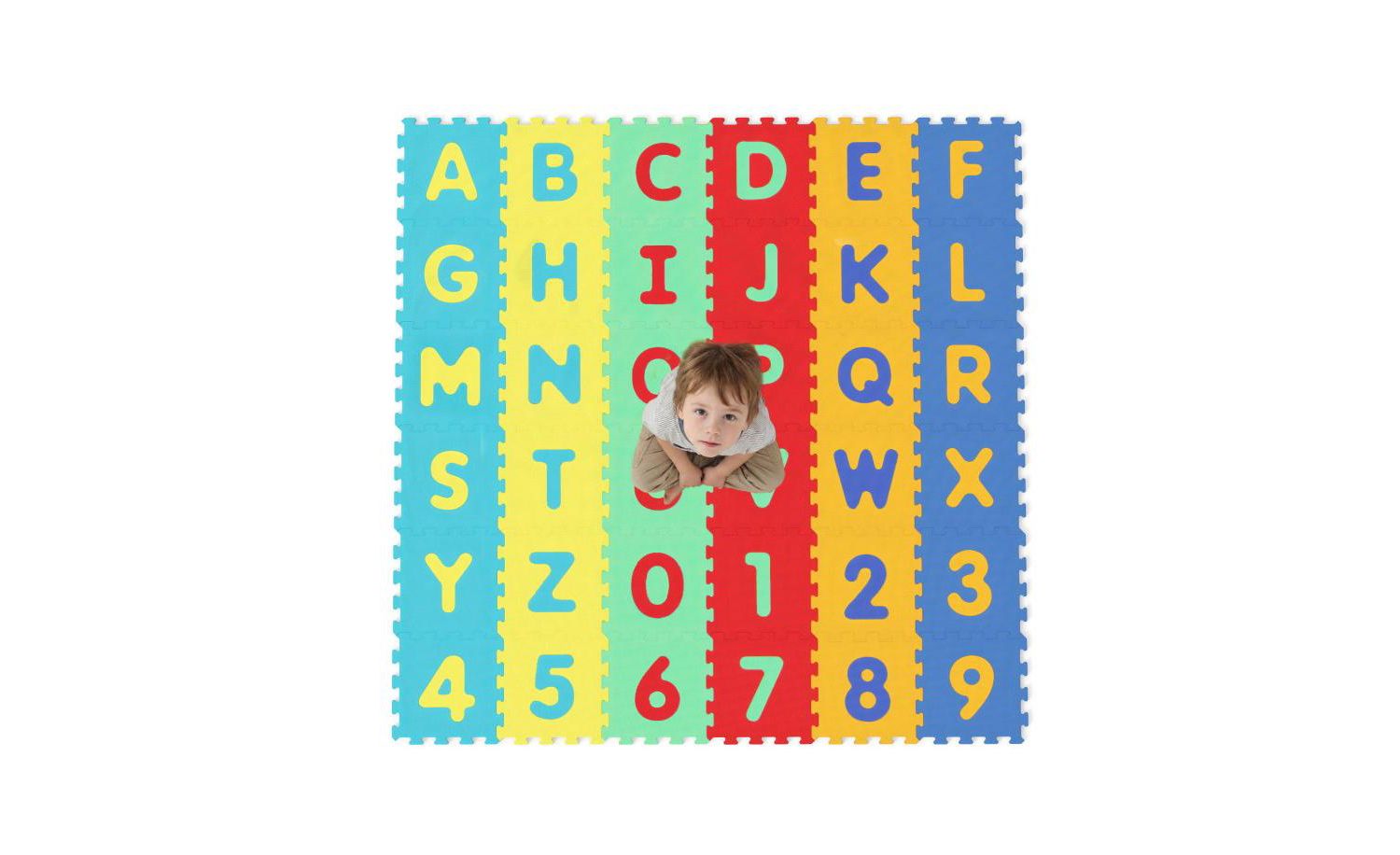 36-Piece Interlocking Baby Puzzle Floor Tiles with Alphabet