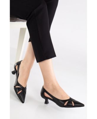 Women's Sidal Kitten Heel Leather Pumps