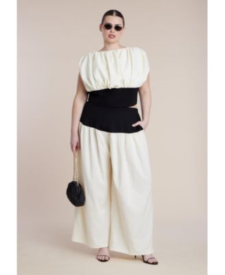 Women's Plus Size Colorblocked Wide Leg Pant