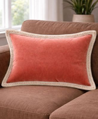 Solid Velvet Pick-Stitch Lumbar Decorative Pillow, 14" x 20"