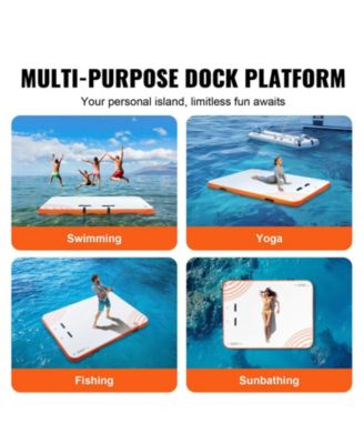 Inflatable Floating Dock Platform with Non-Slip Surface and Ladder