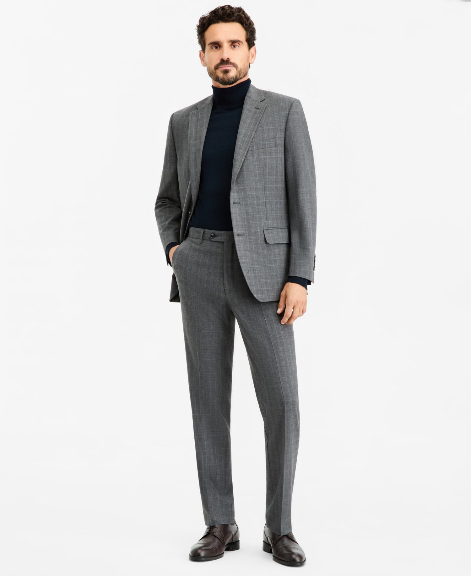 Men's Classic-Fit Gray & Blue Check Suit Separate Jacket