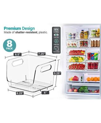 Small Square Stackable Open Front Storage Bins - For Pantry, Kitchen and Home Organization