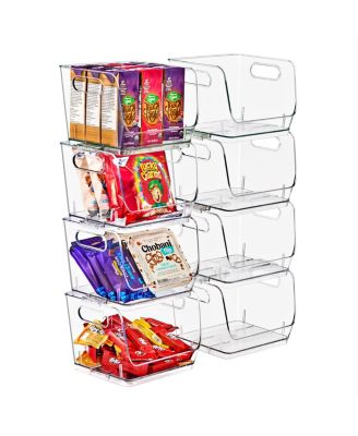 Small Square Stackable Open Front Storage Bins - For Pantry, Kitchen and Home Organization