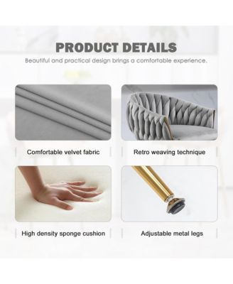 Velvet Bar Stools Set of 2 - Hand-Wave Back, Golden Chrome Base and Footrest, Counter Height Chairs for Kitchen Island, Home Pub