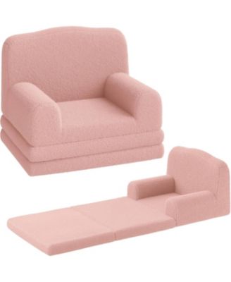 Kids Couch, 2-in-1 Comfy Toddler Couch Fold Out, Convertible Sofa to Lounger Foam Kids Chair