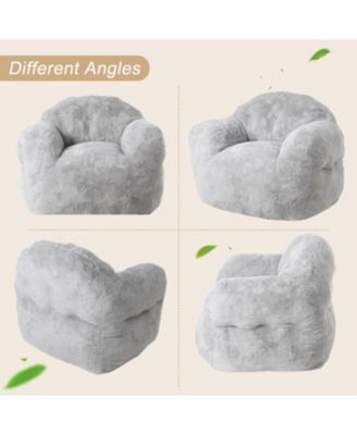 51" Fluffy Faux Fur Bean Bag Chair Cover with Filler, Machine Washable, Anti-Slip Storage Bag