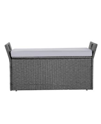 PE Rattan Outdoor Storage Bench for Two with Cushion