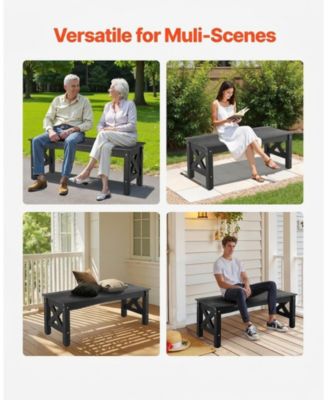 44.5-Inch Weatherproof Plastic Outdoor Bench with Adjustable Feet
