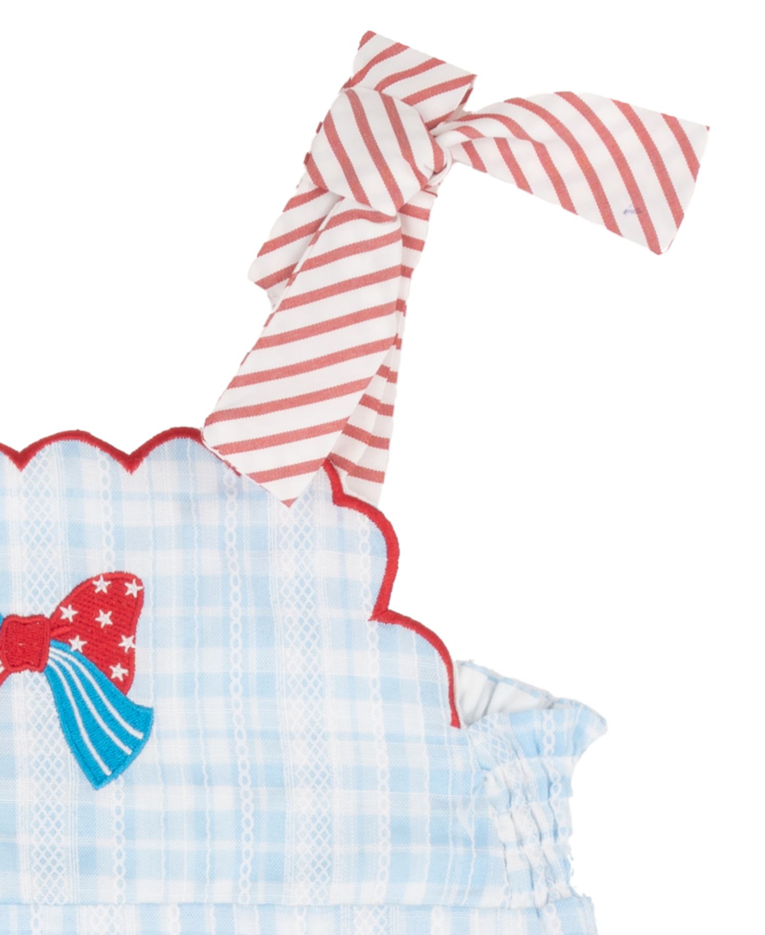 Baby Girls' Gingham Romper with Embroidery