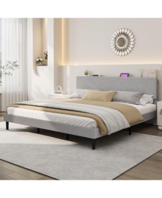 King Size Corduroy MDF Bedhead Storage Bed, Upholstered Frame, Spacious Storage, Comfortable Mattress, No Box Spring Needed