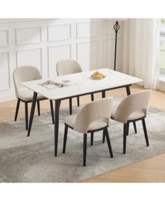 Upholstered Dining Chairs Set of 4,Modern Fabric Dinner Chairs with Wood Legs,Large Dining Room Kitchen Chairs with High Back and Deep Seat