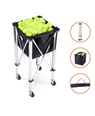Tennis Ball Hopper Cart Holds 180 Balls, Aluminum Frame with Wheels and Removable Bag
