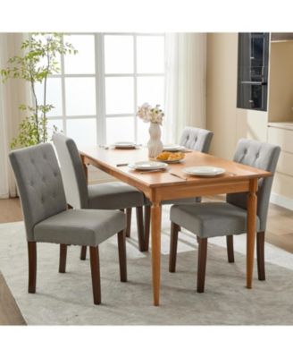 Parsons Button Tufted Dining Chairs Set of 4,Upholstered Fabric Kitchen Chairs with Wood Legs and Padded Seats,Living Room Kitchen Furniture