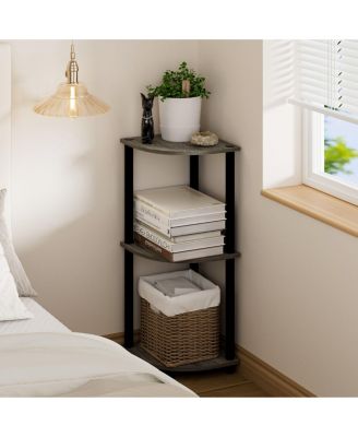 3 Tier Decorative Corner Bookshelf Display Rack, Gray