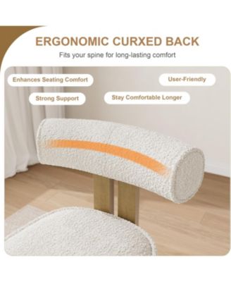 Upholstered Dining Chairs Set of 2,Modern Boucle Dining Room Chairs with Ergonomic Curved Back,Comfortable Kitchen Chairs with Rubber Wood