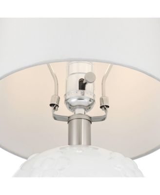 Arianna 16"H White Flower Ceramic Accent Table Lamp Set with Dimmer