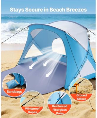 6-Person Beach Tent Sun Shelter with UPF 50+ Protection and Sand Pockets