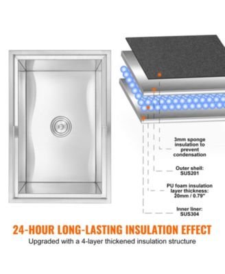  Drop-In Stainless Steel Ice Chest, 40.9 Qt with Sliding Lid