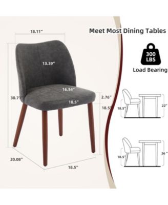 Leather Dining Chairs Set  Upholstered Wingback Chairs with Wood Legs
