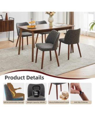 Leather Dining Chairs Set  Upholstered Wingback Chairs with Wood Legs