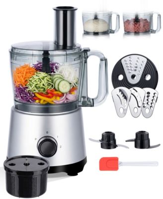 10 Cup Food Processor with Salad Spinner Basket 2 Speeds Pulse Control and 4 Cutting Discs - Silver