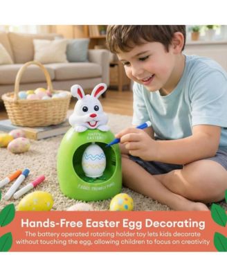Easter Egg Art Decorator Kit, Mess-Free Egg Painting Set with Easter Egg Spinner Stand, 8 Colorful Markers and 3 Plastic Eggs