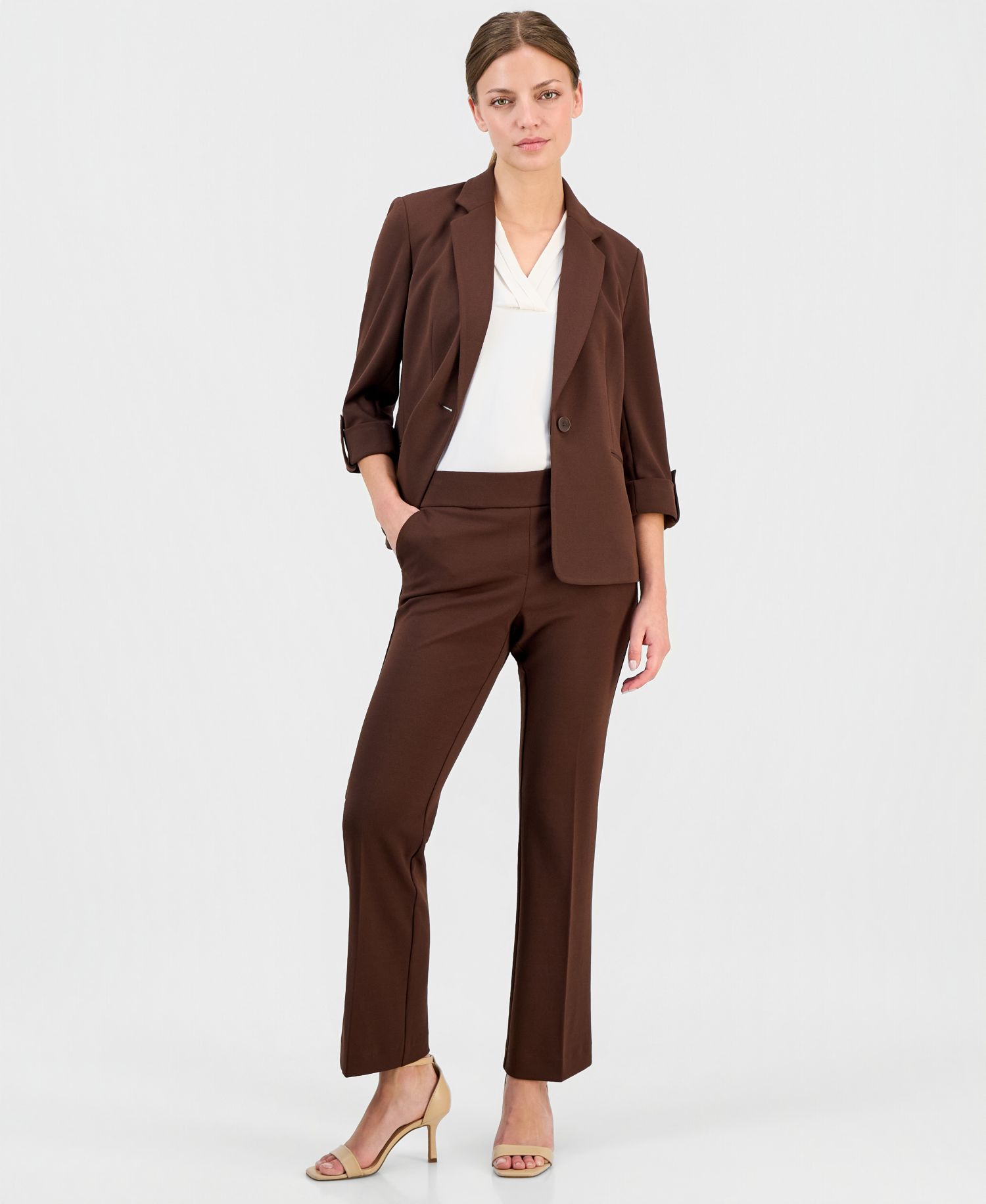 Petite 3/4-Sleeve One-Button Blazer
